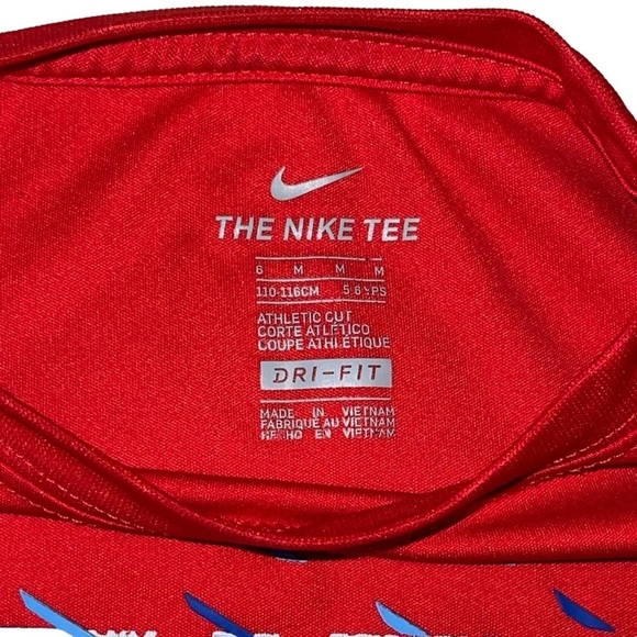 NIKE Dri-Fit Red Awesome Athletic Short Sleeve | Size M - Picture 2 of 3